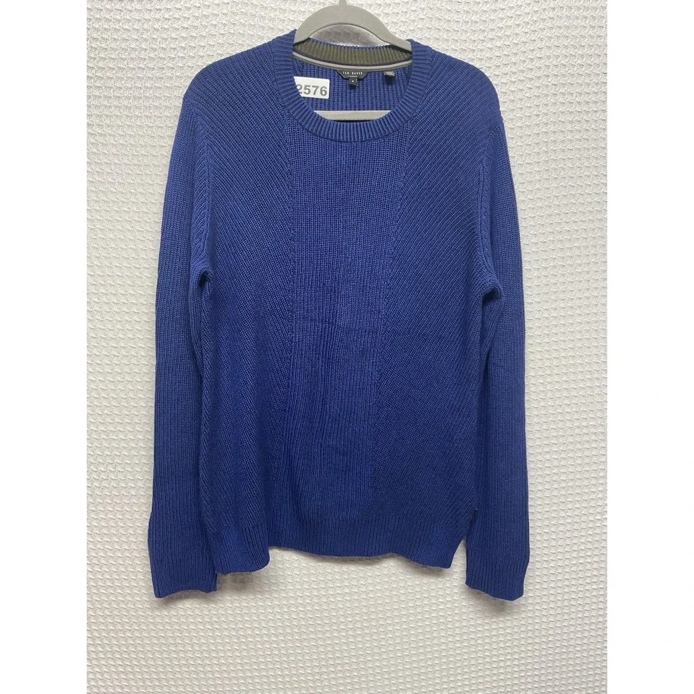 Ted Baker Mens Mixme Directional Ribbed Crewneck Sweater Cotton Blend Size 4/ L